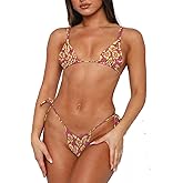 Womens Sexy Bikini Set Thong Hater String Cheeky Two Piece Swimsuits Double Shoulder Straps Swimwear Adjustable