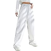 SHENHE Women's Wide Leg Sweatpants Open Bottom Drawstring Lounge Casual Athletic Sweat Pants