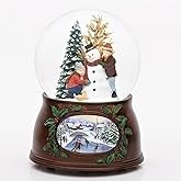 Roman 5" 100mm Kids/Snowman Dome W/Wood Look Base Plays WE Wish You A Merry Christmas