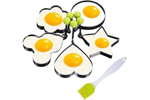 5Pack Egg Ring Molds for Cooking,Stainless Steel Egg Cooking Rings,Non-Stick Pancake Molds Set Flower Mold Cool Kitchen Gadge