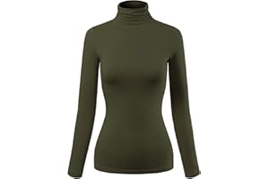 MixMatchy Women's Basic Long Sleeve Turtle Neck Slim Fit Top Shirt