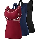 Vislivin Cotton Tank Tops with Shelf Bra for Women Stretch Tanks Wide Strap Undershirts
