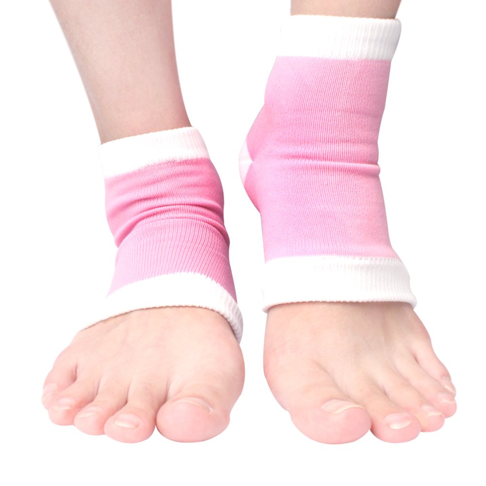Moisturizing Gel Heel Socks For Men and Women - Open Toe Soft Silicon Sock for Dry Cracked Feet and Pain Relief (Pink)
