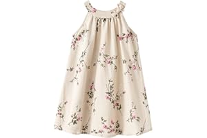 HILEELANG Little Girls Cotton Dress Sleeveless Casual Summer Sundress Flower Printed Jumper Skirt