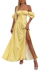Women's Summer Puff Sleeve Floral Split Maxi Dress