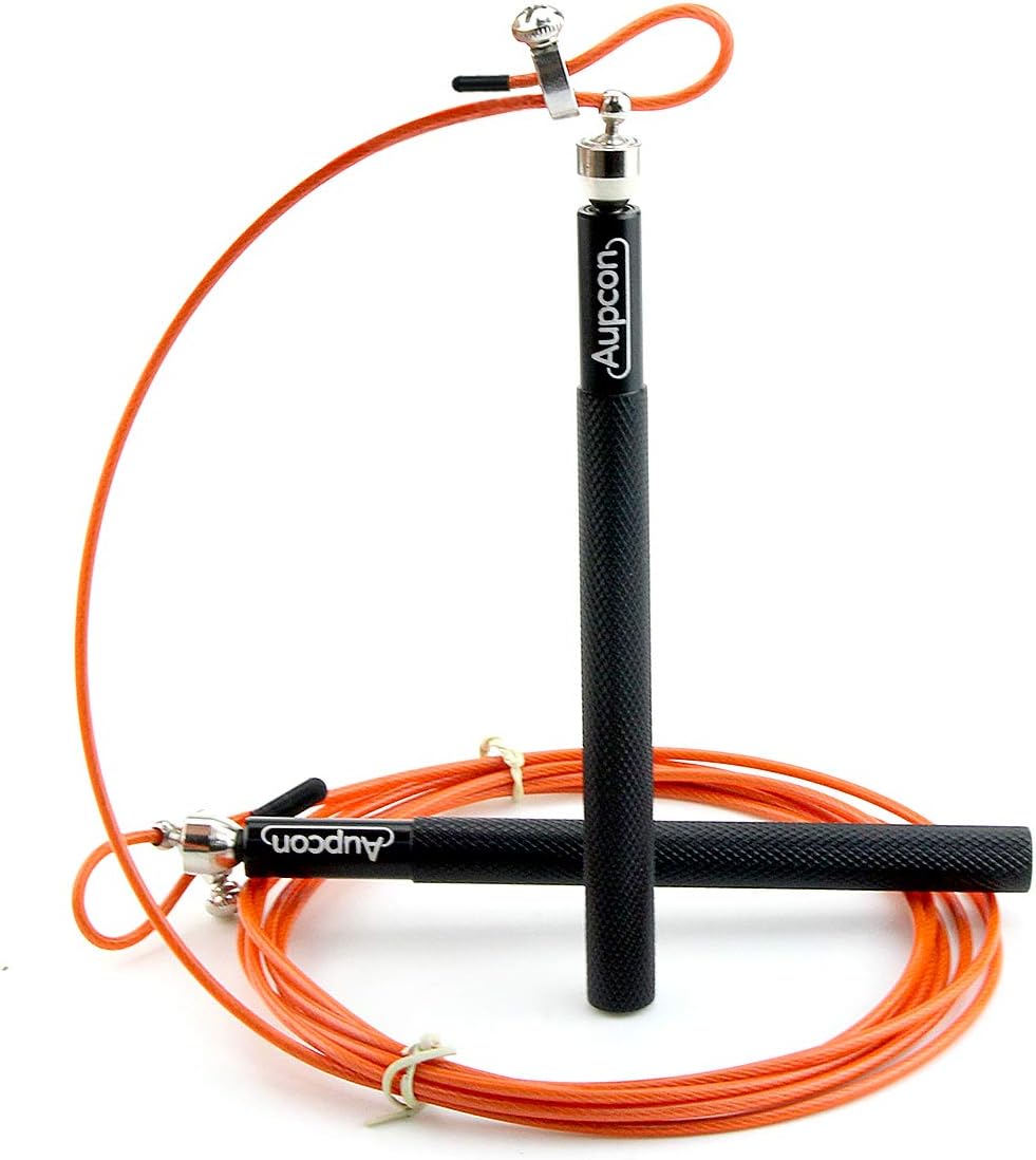 AUPCON Speed Skipping Rope Crossfit - 360° Swivel Ball Bearing Jump Rope Adjustable Workout for Speed Jumping Double Unders, Exercise, WOD, Outdoor, MMA & Boxing Training