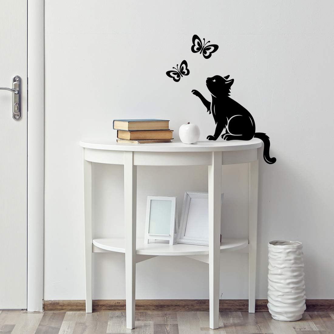 Cat Butterflies Wall Sticker Art Butterfly Decal Decor Vinyl Home Decoration Living transfers Cats Living Room Painting Kitchen Pets Animals Stickers Design Poster Tree Decals Wallpaper DIY Mural - Image 3