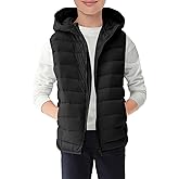 Haloumoning Boys Puffer Vest Kids Sleeveless Lightweight Puffy Down Jacket with Hood 4-14 Years