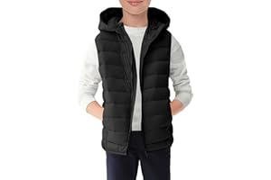 Haloumoning Boys Puffer Vest Kids Sleeveless Lightweight Puffy Down Jacket with Hood 4-14 Years
