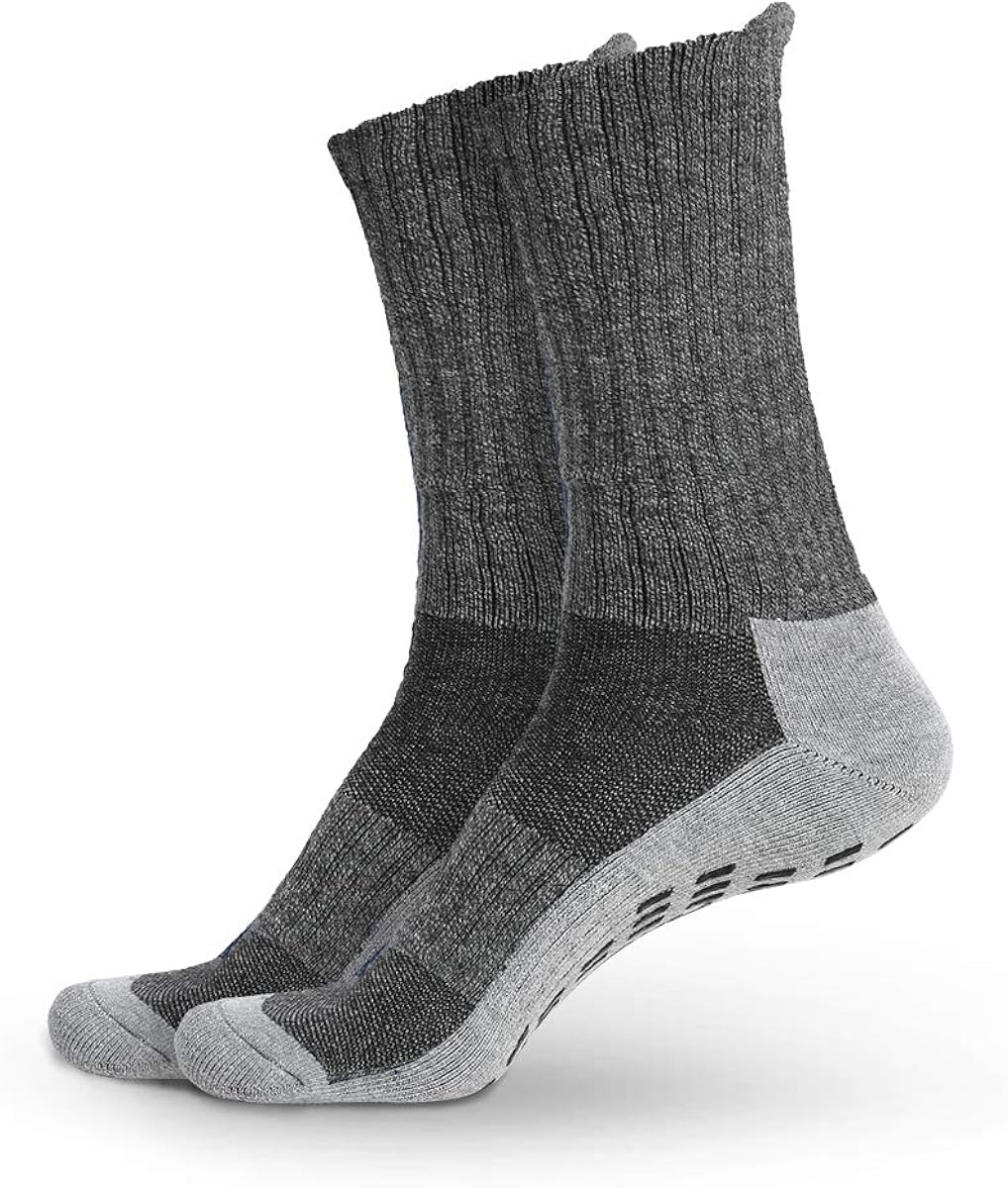 Non Skid Crew Socks - (4 Pairs) - Anti Slip Socks for Barre Yoga Pilates Maternity Pregnancy Hospital Adults Men Women: Clothing