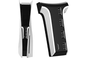 PMNQY 5 Ports USB Hub for PS5 - USB 2.0 Hub High-Speed Expansion USB Charger Splitter Adapter with 4 USB + 1 USB C Port, Compatible with Playstation 5 Accessories Game Console Headset