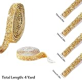 Zayejod 4 Rolls Gold Resin Rhinestone Ribbon 10mm Self-Adhesive Glitter view 2