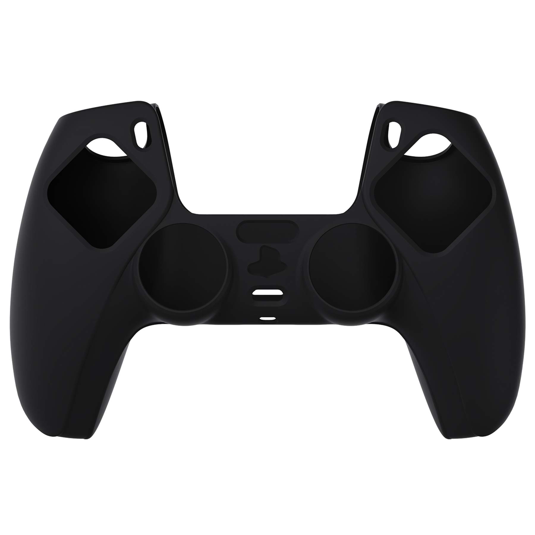 PlayVital Black Pure Series Anti-Slip Silicone Cover Skin for ps5 Controller, Soft Rubber Case for ps5 Wireless Controller with Black Thumb Grip Caps
