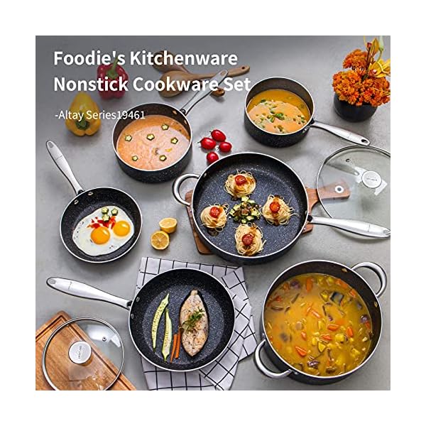 Nonstick-Cookware-Set-Induction-10-Piece-Stone-Derived-Cooking-Pots-and-Pans-with-Lids-Home-Kitchenware-with-Saucepan-Frying-Pan-Stockpot-Oven-Safe-GraniteGift-Box-Included-SKYLIGHT Nonstick Cookware Set Induction, 10 Piece Stone-Derived Cooking Pots and Pans with Lids, Home Kitchenware with Saucepan, Frying Pan, Stockpot, Oven Safe, Granite/Gift Box Included-SKYLIGHT