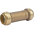 SharkBite 1 Inch Slip Coupling, Push to Connect Brass Plumbing Fitting, PEX Pipe, Copper, CPVC, PE-RT, HDPE, U3020LFA