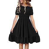 storeofbaby Girls Casual Dress Summer Puff Short Sleeve Smocked Ruffle Dresses