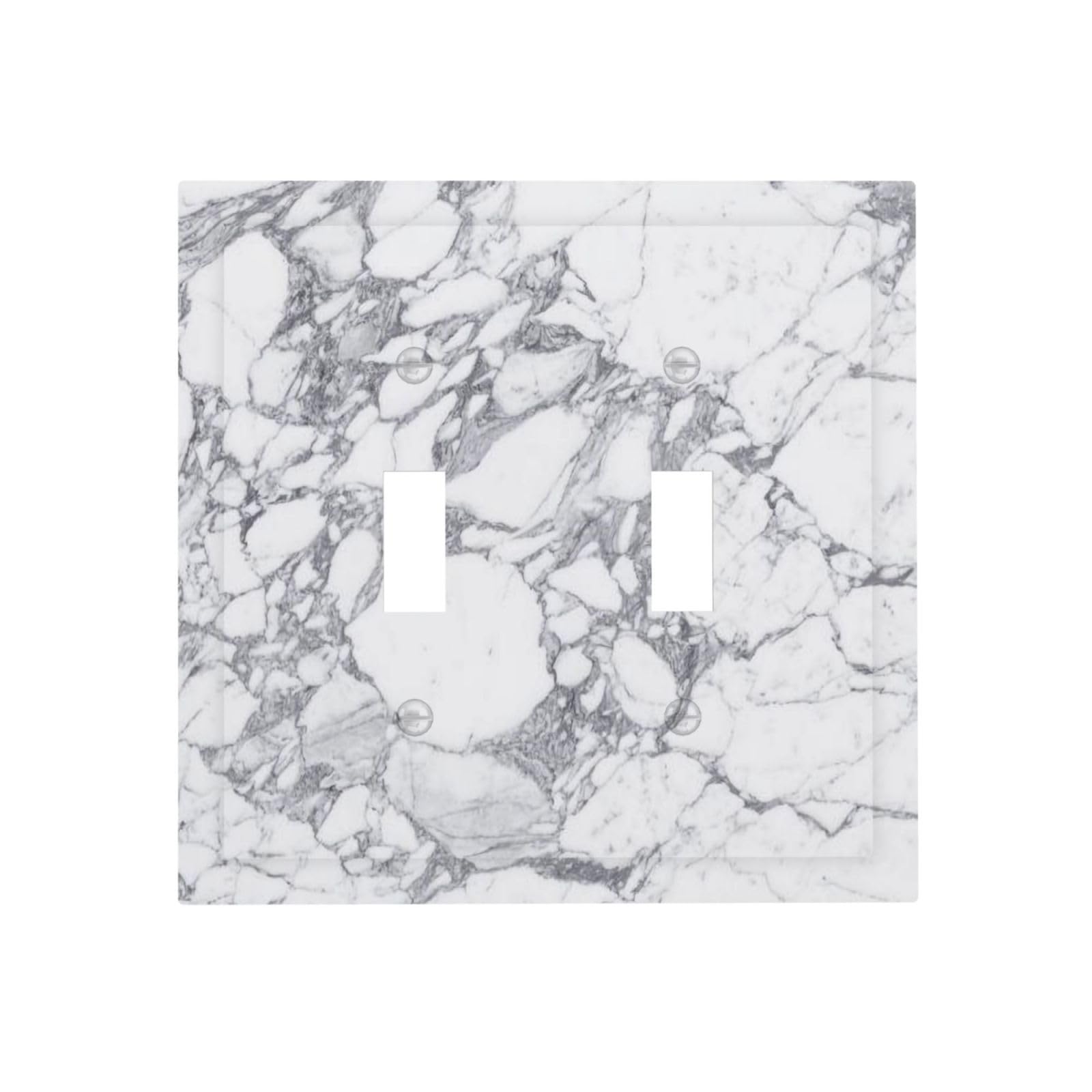 White Gray Marble 2 Gang Double Toggle Light Switch