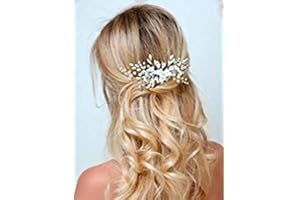 SEGMINISMART Barogirl Wedding White Flower Hair Comb Clip Crystal Bride Hair Piece Bridal Hair Accessories for Women…