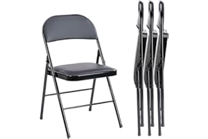 NEWBULIG Folding Chairs for Outside, Outdoor & Indoor Event Portable, Comfortable and Lightweight, 4 pack, Black