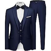 MAGE MALE Men's 3 Pieces Suit Elegant Solid One Button Slim Fit Single Breasted Party Blazer Vest Pants Set