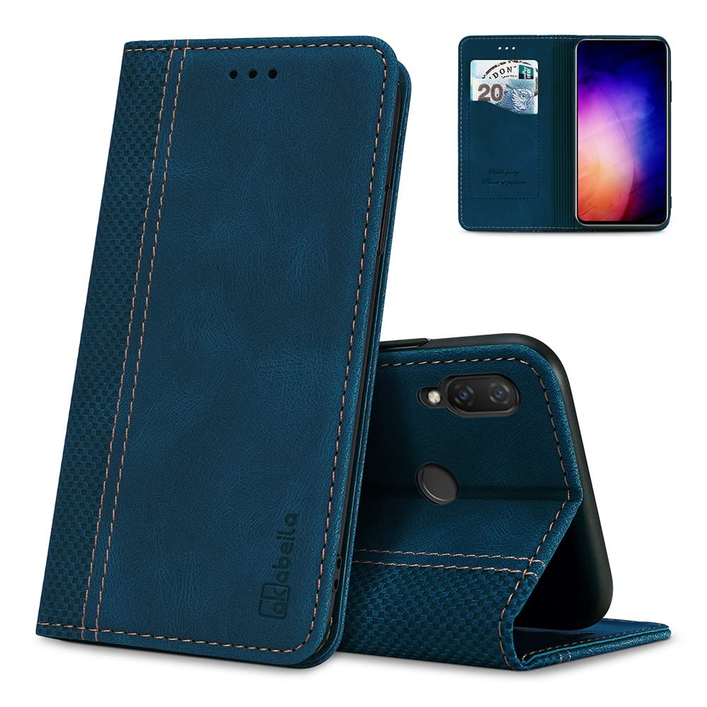 AKABEILA Case for Huawei P Smart Plus/Nova 3i Premium Leather Flip Wallet Case with Magnetic Closure Kickstand Card Slots Folio Phone Cover Protective Screen Protector Holster Shell Shockproof Blue