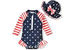 Aalizzwell Baby Girls Long Sleeve One Piece Swimsuit with Hat