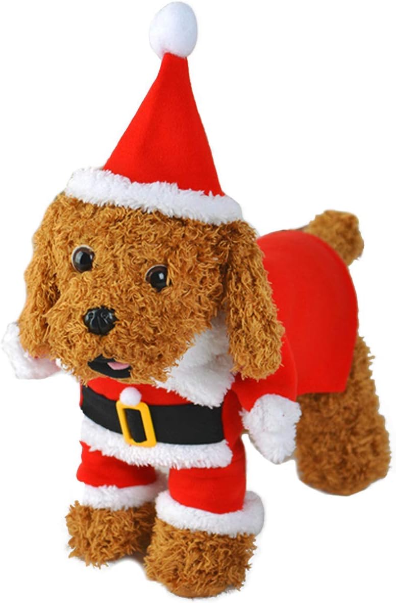 LAWOHO Pet Christmas Costumes Dog Suit Cap Santa Claus Clothes Dog Hoodies Cat Xmas Costumes Puppy Kitten Cats Dogs Pets
