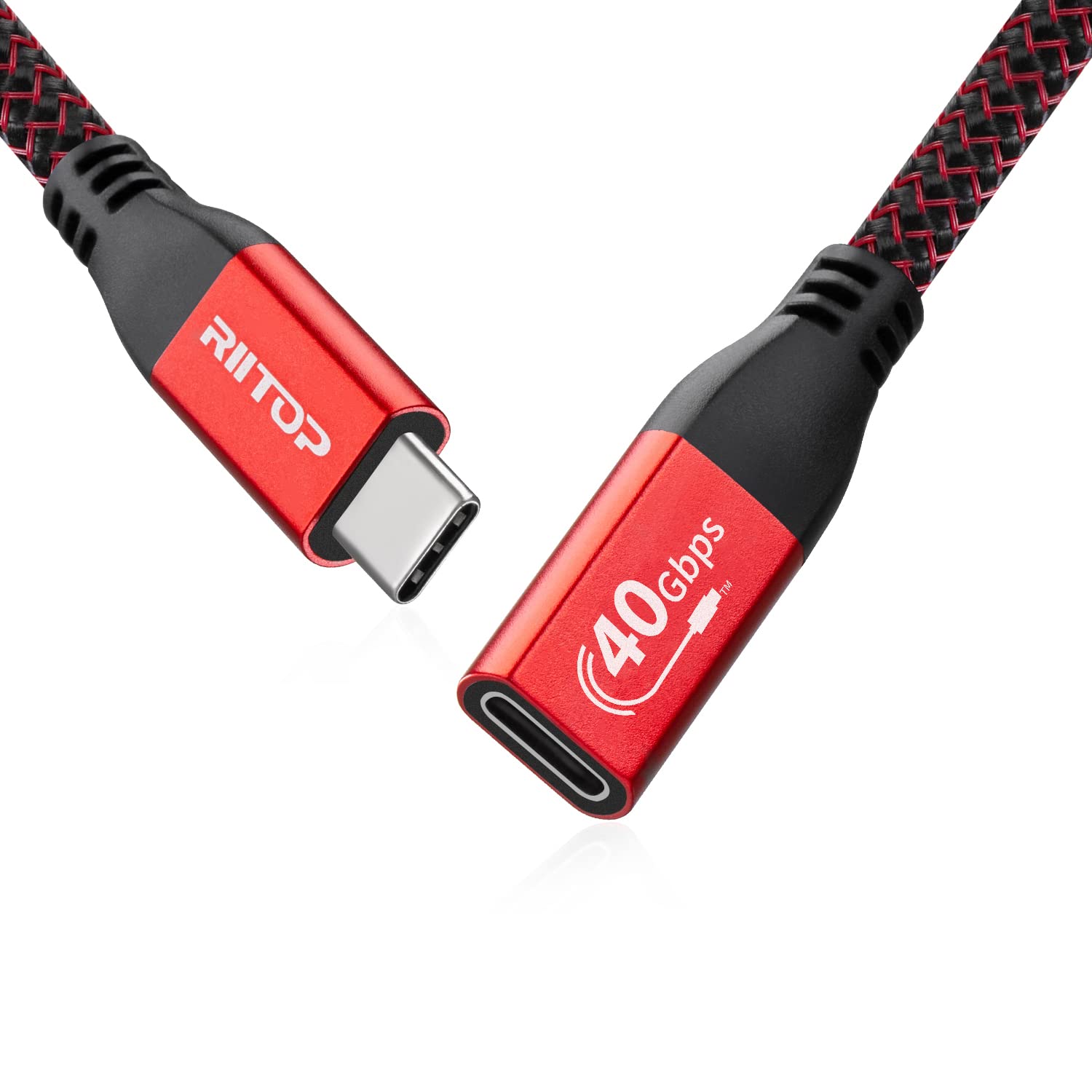RIITOP USB4 Extension Cable 0.3m, USB 4.0 Cord Male to Female 40Gbps Compatible with Thunderbolt 4, PD 100W(20V/5A) Fast Charging, 8K@60Hz Video for Monitor, eGpu,Thunderbolt Docking