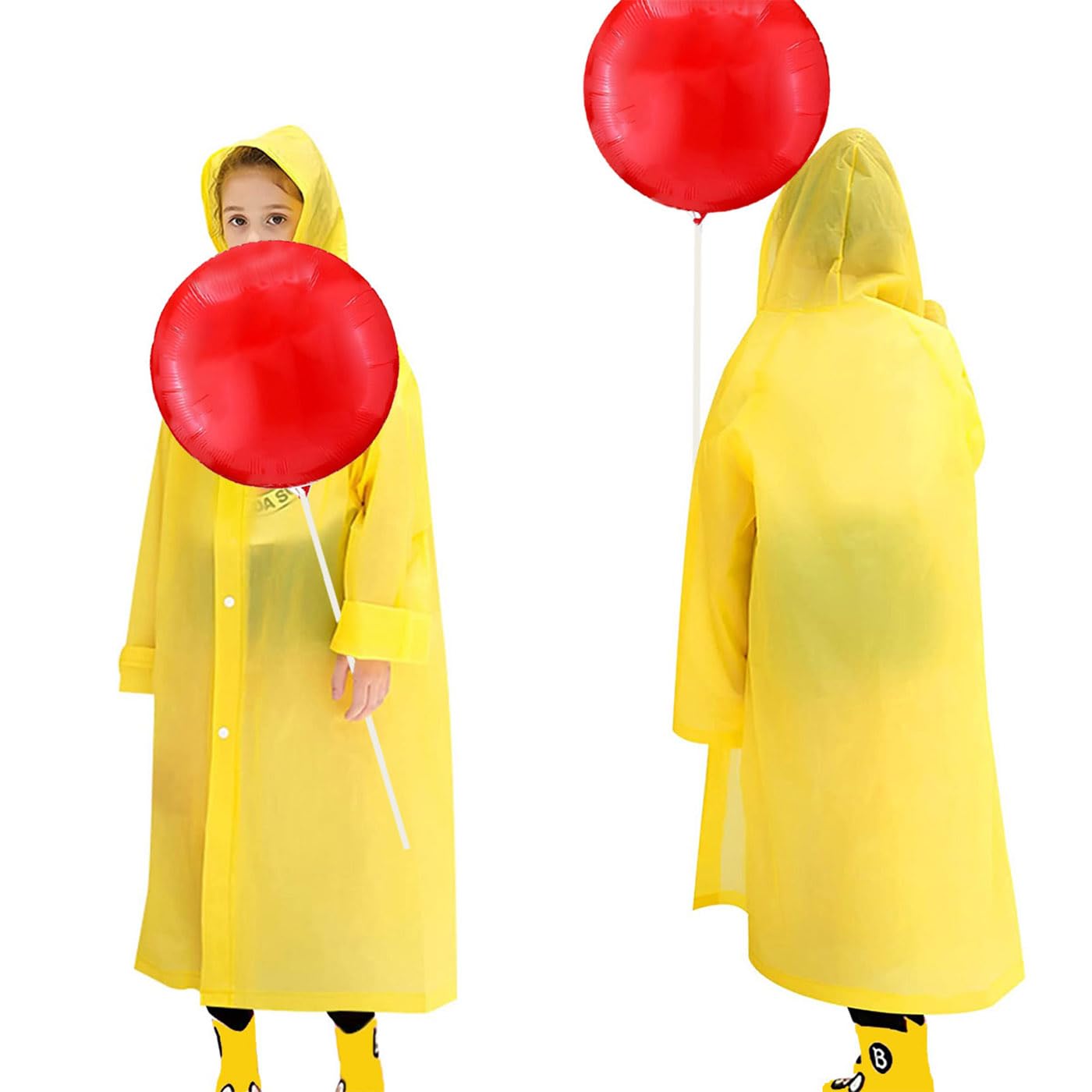 Photo 1 of Halloween Decoration Includes Halloween Costume Yellow Raincoat Jacket and Reusable Balloon Kit with Balloon Sticks with Cups for Kids Ages 6+,Standard