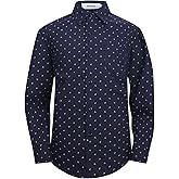 Aimehonpe Boys Long Sleeve Patterned Dress Shirt Button Down Comfort Flex Shirts