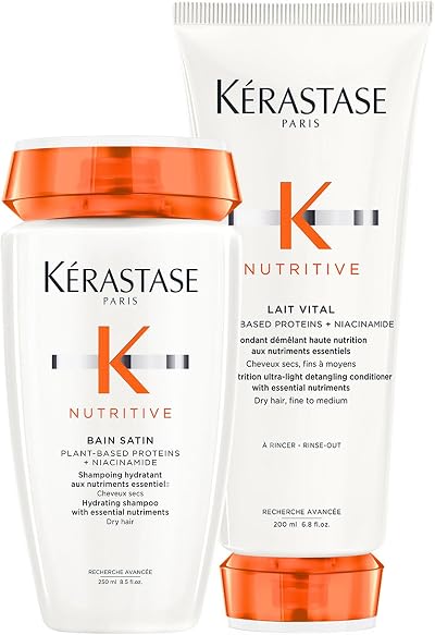 Kerastase Nutritive Bain Satin Shampoo 250ml Lait Vital Conditioner 200ml DUO