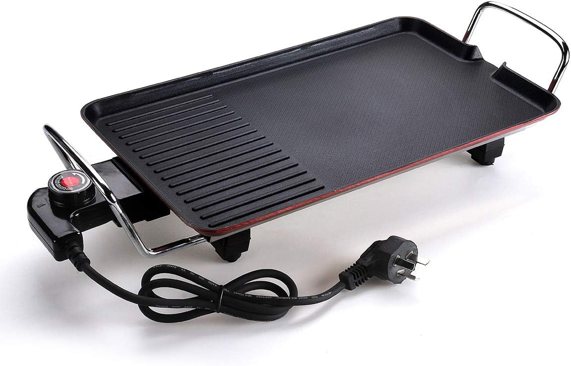 review Zozu Portable Smokeless Electric Barbecue Grill Adjustable Temperature Non Stick Electric Teppanyaki Table For Dinner Party Camping (5 pieces set)