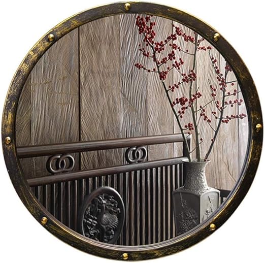 XLY Espejo de Entrada Espejo de baño Espejo Redondo del Arte Antiguo