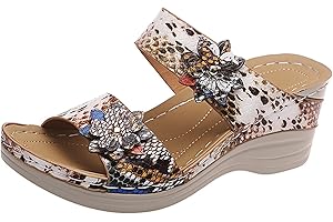 Eduavar Orthopedic Sandals for Women, Women Walking Slippers with Arch Support Leopard Anti-Slip Comfortable Sandals
