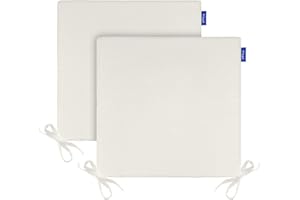 INFBLUE Indoor/Outdoor Chair Cushions Set of 2 Chair Pads Water Resistance Square Corner Outdoor Cushions for Patio Furniture - Patio Chair Cushions with Ties (Set of 2, 17''x17''x2'', Beige)