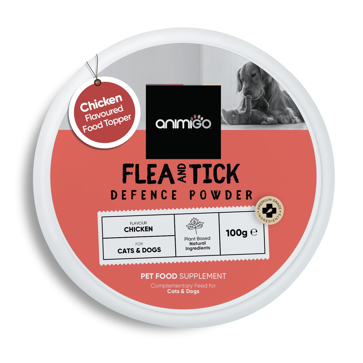 animigo Flea Powder For Cats & Dogs 100g, Natural Chicken Flavor With Vitamins & Garlic Powder - Effective & Natural Supplement (Alternate Of Flea Tablets For Dogs & Cats) - For Immunity & Digestion
