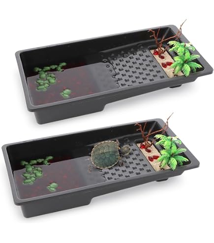 Extra Large Reptile Bathing Pool - Slope Design Water Bowl For Turtles & Lizards