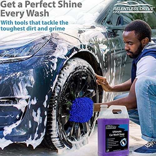Relentless Drive Car Wash Soap Kit (Gallon) PH Neutral Foam Cannon