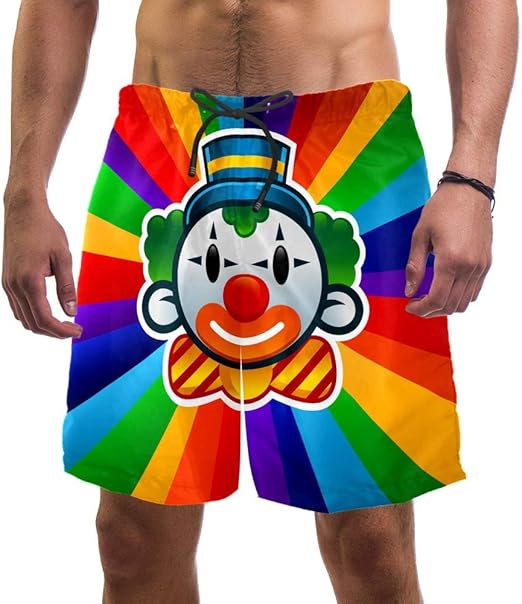 Colorful Clown Isolated Men's Pattern Print Beach Leisure Shorts Surf