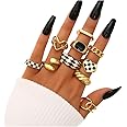 FAXHION 12PCS Gold Stackable Rings Set for Women, 18K Gold Plated Open Stacking Knuckle Ring, Adjustable Chunky Signet Rings for Gift