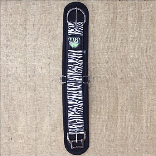 30 inch WEAVER BLACK WITH ZEBRA PRINT UNTAMED FELT LINED SMART HORSE CINCH GIRTH