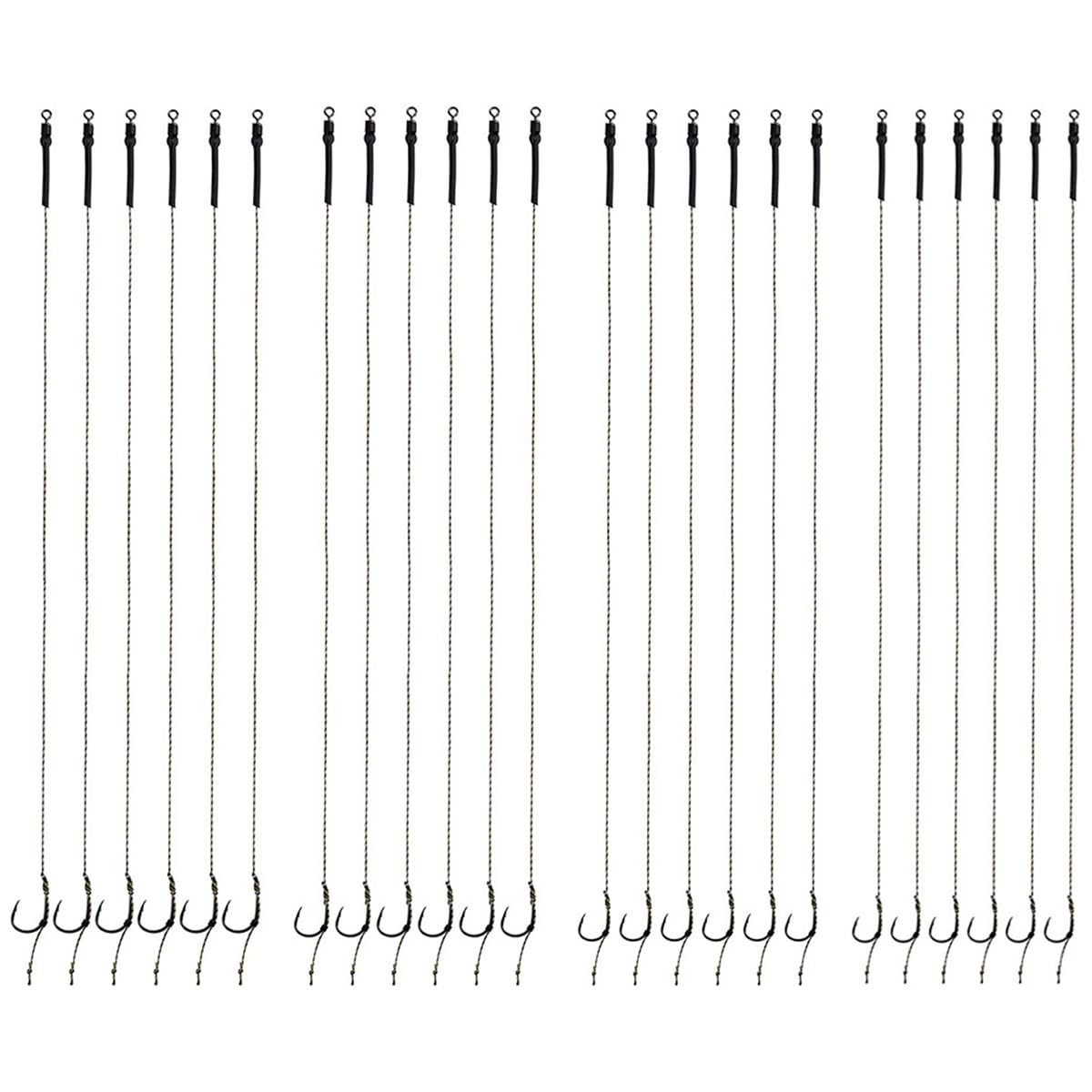 CENPEK 24pcs Carp Fishing Tied Hair Rig Barbless Anti-Tangle Swivel braided line Rig Size 2-4-6-8