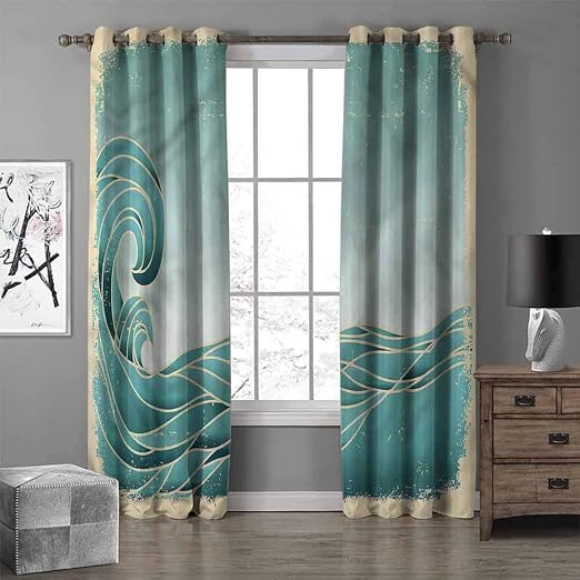 Amazon.com: RenteriaDecor Wave Grommet Curtain Panel, Marine