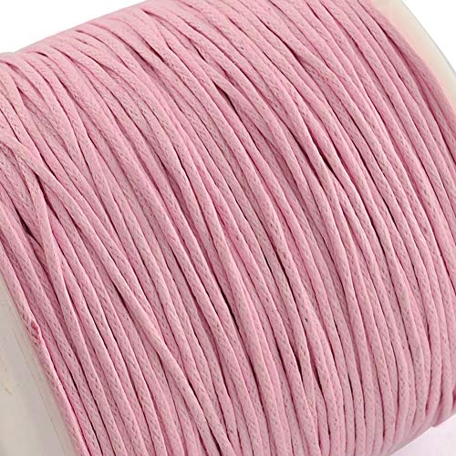 Craftdady 100 Yards 1mm Waxed Cotton Cord Macrame Bracelet Necklace Jewelry Making Waxed Beading Thread String (Pink)
