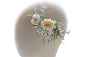 FIDDY898 Wedding Bridal Comb Camellia Hair Comb Ranunculus Green leaf Floral Clip Headpiece 2002