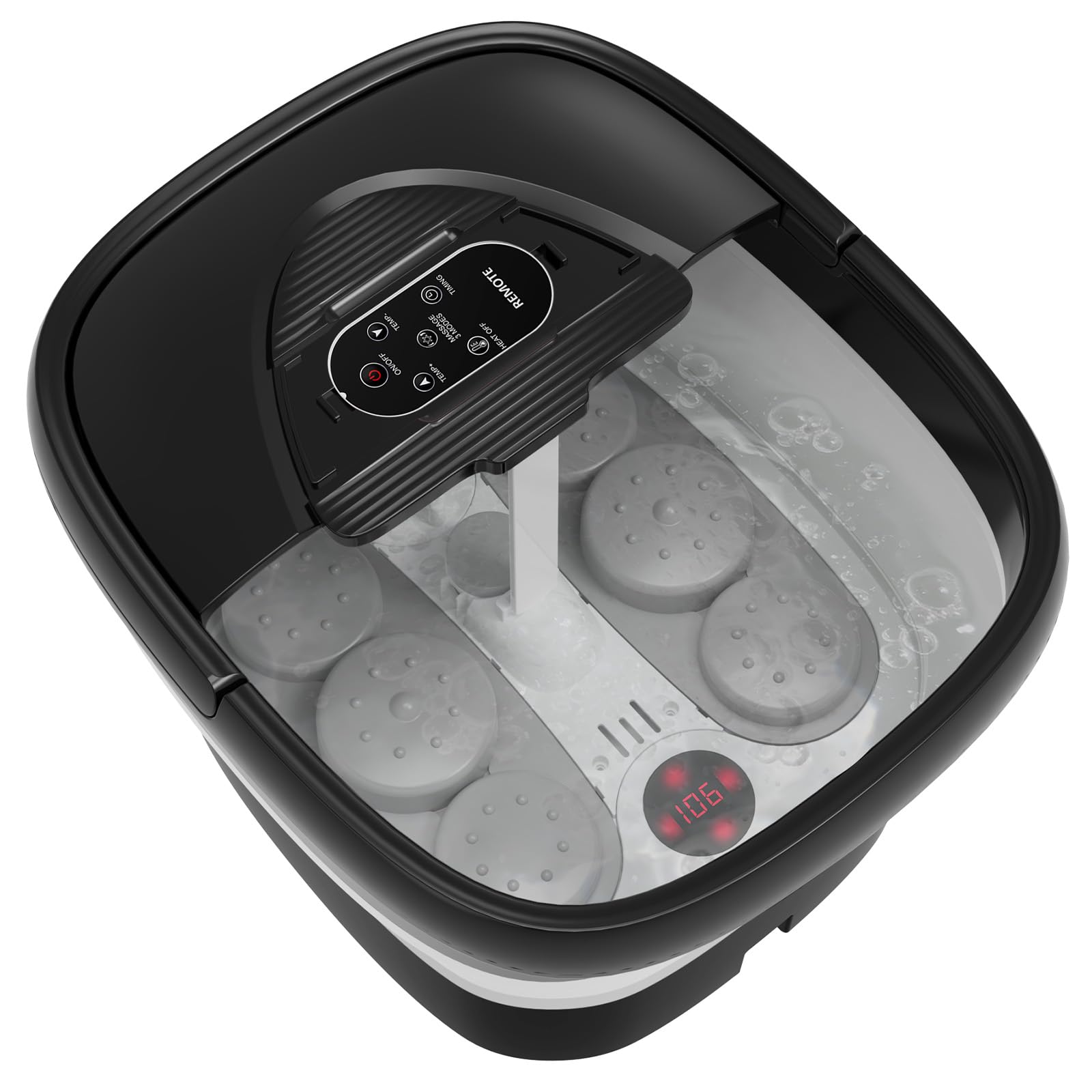 Photo 1 of Collapsible Foot Spa with Heat and Remote, Heated Foot Bath Massager with Timer, and 24 Motorized Shiatsu Massage Balls, Foot Soaking Tub Supports Hot/Cold Water Soaking