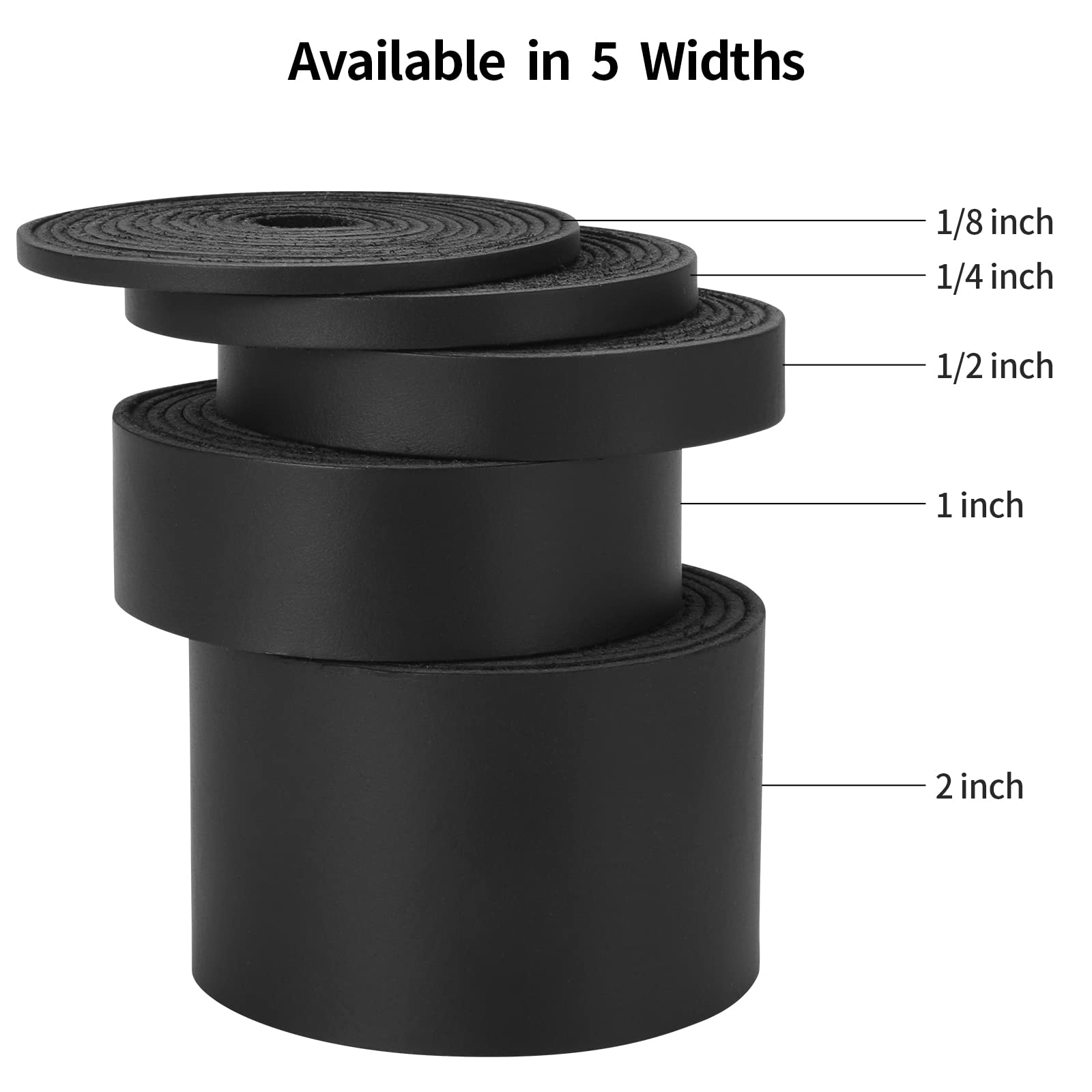 Ringsun 1 Inch Wide Flat Leather Straps for Crafts, Full Grain Leather Strips Cord String for Crafts, Tooling (2mm Thick 72.5 Inches Long Black)