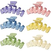 COLLIBEL 6PCS Large Hair Claw Clips for Women - 4 inch Non-Slip Cute Thick Hair Clips, Strong Hold Light Colors Modern Big Claw Clips