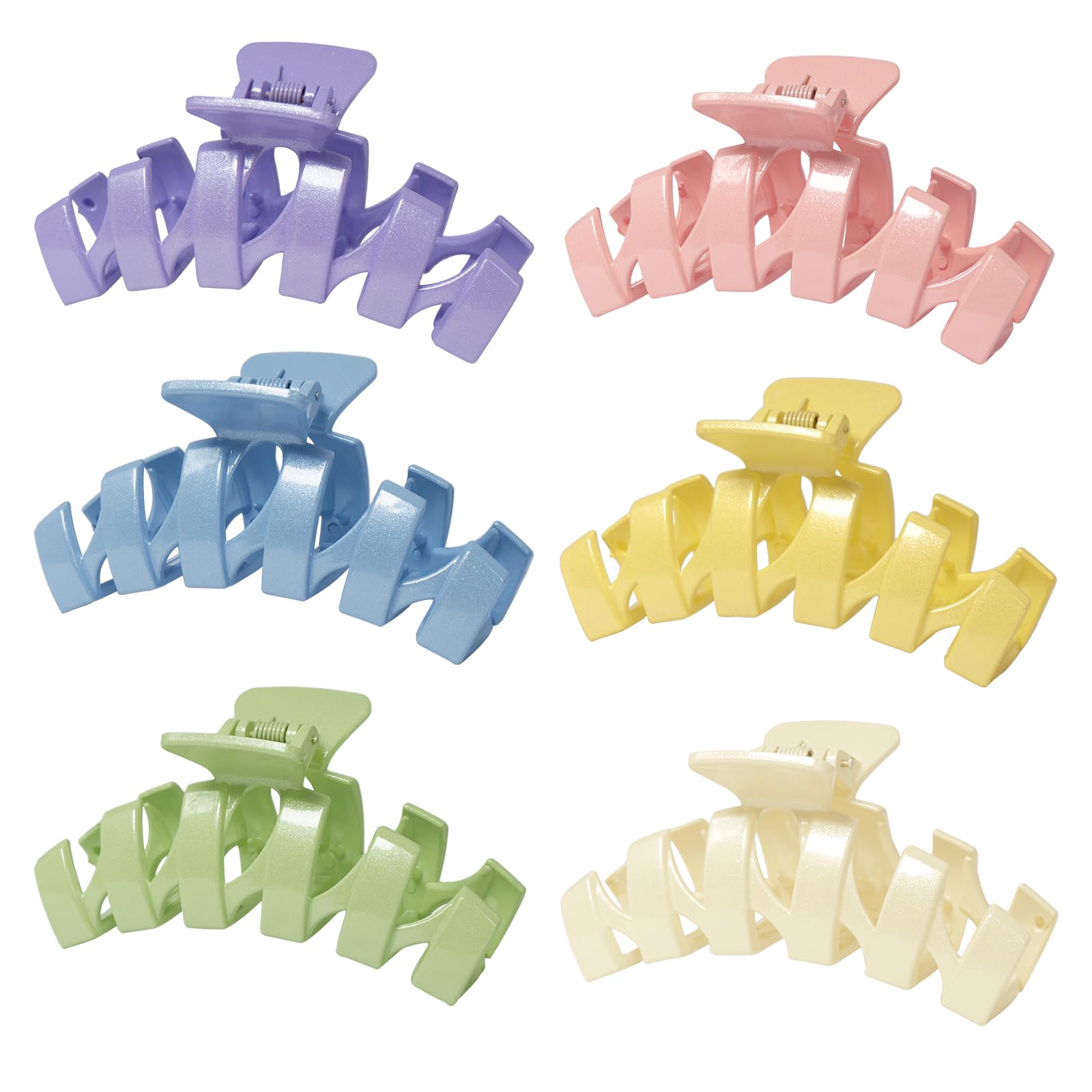 Photo 1 of ***FLOWERS*** COLLIBEL 6PCS Large Hair Claw Clips for Women - 4 inch Non-Slip Cute Thick Hair Clips, Strong Hold Light Colors Modern Big Claw Clips four packs***STOCK IMAGE FOR REFERENCE***