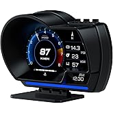 wiiyii OBD2 Gauge Display Head Up Display for Cars, Speedometer for Car P6 | OBD+GPS Smart Gauge, Speed, Voltage, Fuel Consumption, RMP, Water Temperature, Overspeed Alarm, Works Great for Most Cars